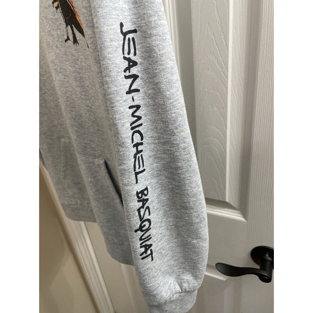 Jean Michel Basquiat Hoodie Boys L 14 Youth Gray Pullover Sweatshirt Fleece - Picture 9 of 10